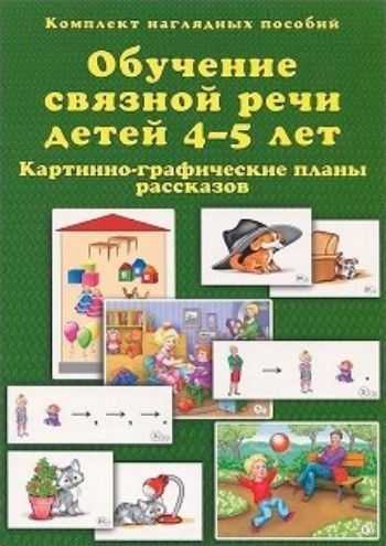 Обучение связной речи детей 4-5 лет. Картинно-графические планы рассказов Обучение связной речи детей 4-5 лет. Картинно-графические планы рассказовЛогопедам<br>Вашему вниманию предлагается комплект из 30 наглядных пособий по обучению связной речи детей 4-5 лет.Предназначено педагогам ДОО, логопедам, родителям.<br><br>Авторы: Бардышева Т.Ю.<br>Год: 2015<br>ISBN: 978-5-98527-191-1<br>Высота: 290<br>Ширина: 210<br>Толщина: 10