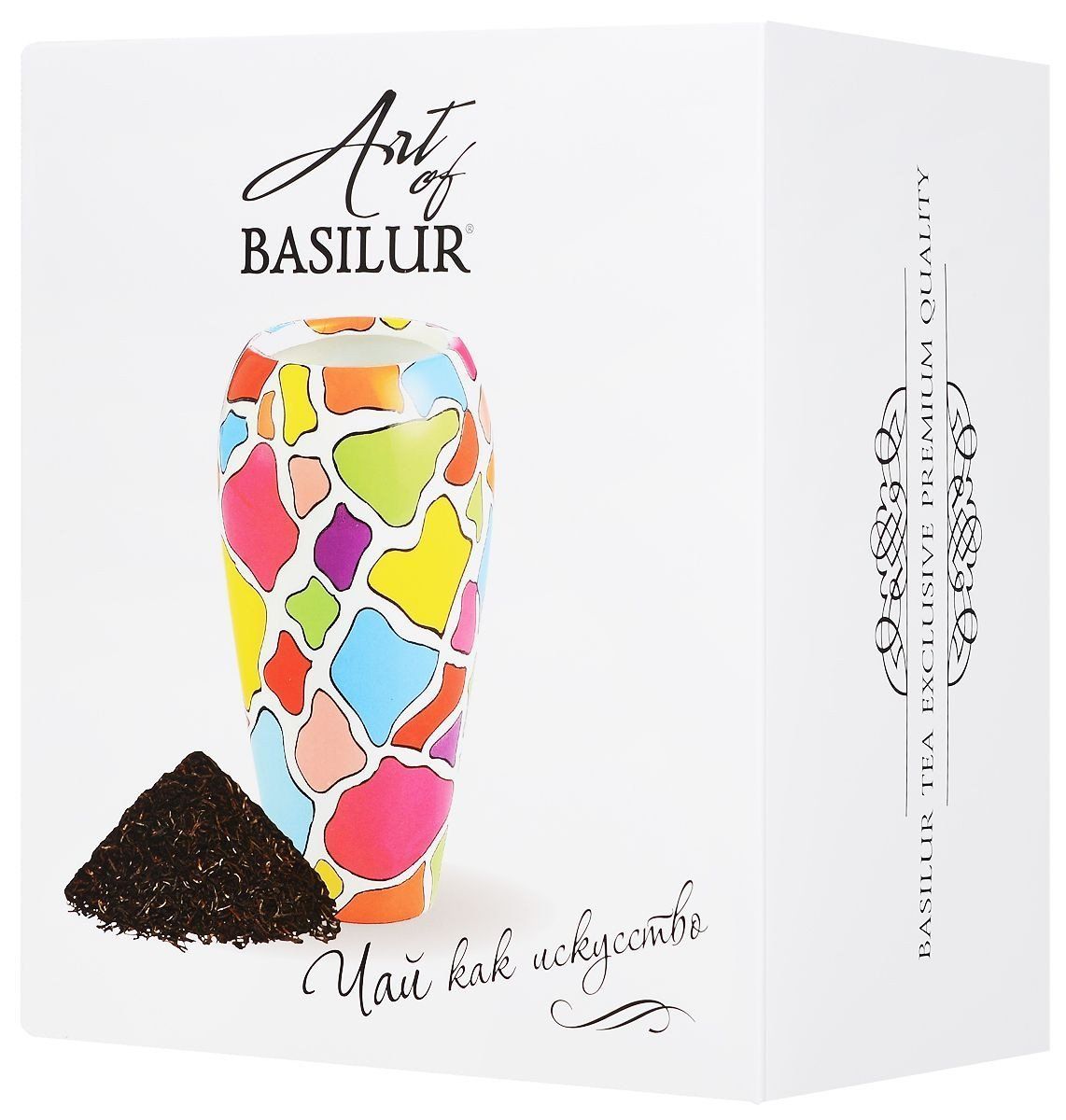 Чай Basilur Art of Basilur, черный + ваза Венера. Мозаика (100 г) Чай Basilur Art of Basilur, черный + ваза Венера. Мозаика (100 г)Чай в подарок<br>Уникальный стильный набор Art оf Basilur представляет собой дизайнерскую керамическую вазу и элитный цейлонский чай Basilur Клубника. Листовой черный чай с кусочками клубники и китайской дерезы, лепестками василька и ароматом клубники и киви подарит зар...<br><br>Год: 2016<br>Высота: 205<br>Ширина: 180<br>Толщина: 135