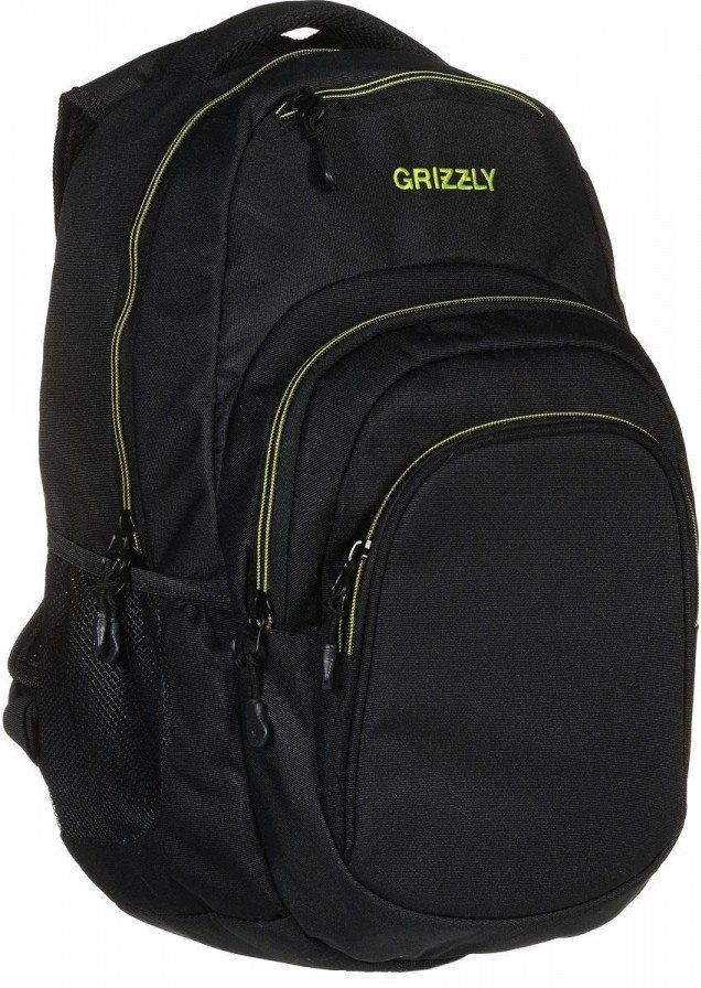 Рюкзак Grizzly, черно-салатовый Рюкзак Grizzly, черно-салатовыйРюкзаки, ранцы, сумки<br>Рюкзак молодежный, одно отделение, карман на молнии на передней стенке, объемный карман на молнии на передней стенке, боковые карманы из сетки, внутренний составной пенал-органайзер, внутренний укрепленный карман для ноутбука, укрепленная спинка, карман б...<br><br>Год: 2016