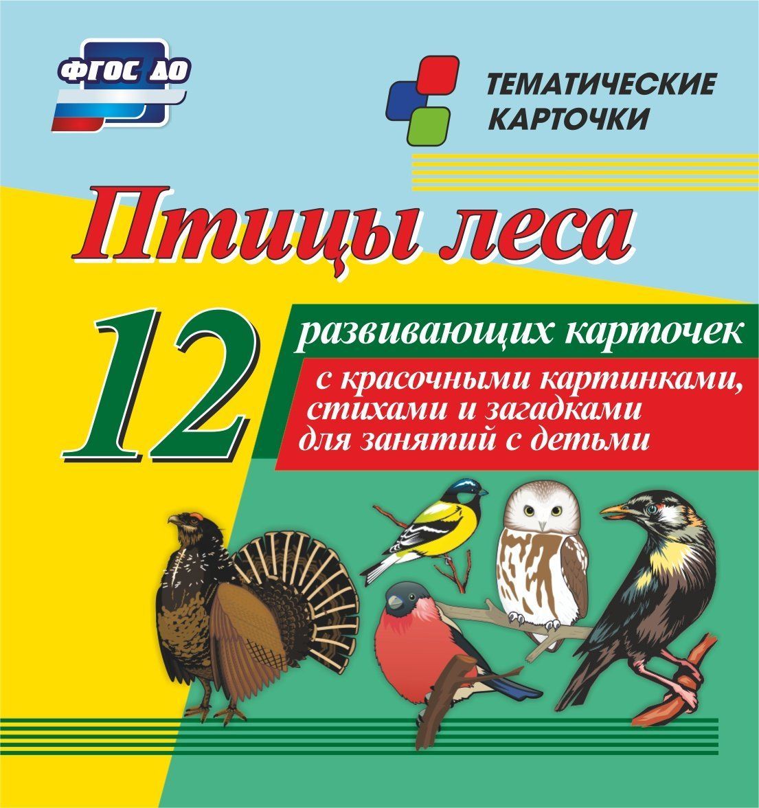 Птицы леса: 12 развивающих карточек с красочными картинками, стихами и загадками для занятий с детьми
Птицы леса: 12 развивающих карточек с красочными картинками, стихами и загадками для занятий с детьми