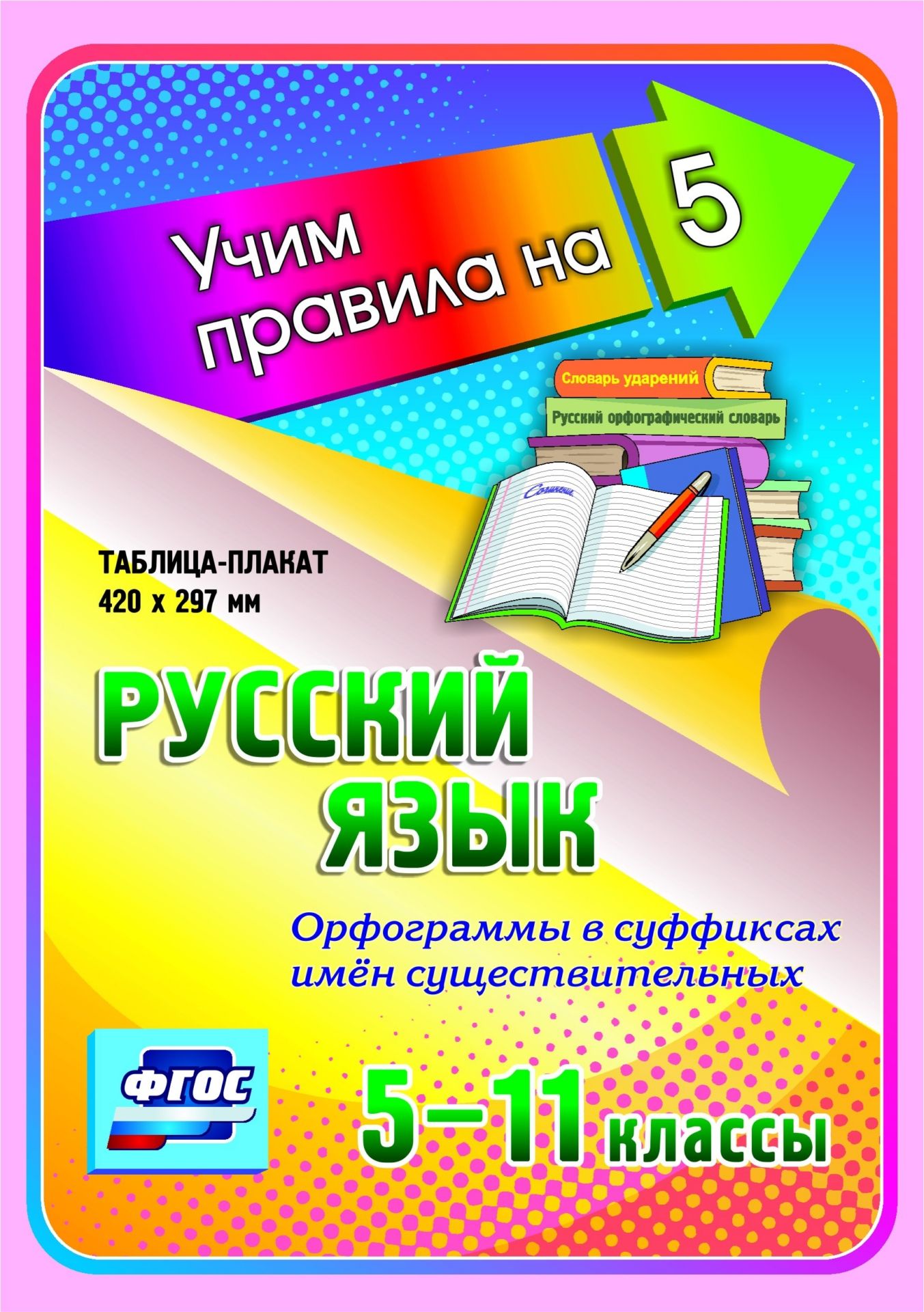 Русский язык. Орфограммы в суффиксах имён существительных. 5-11 классы: Таблица-плакат 420х297
Русский язык. Орфограммы в суффиксах имён существительных. 5-11 классы: Таблица-плакат 420х297