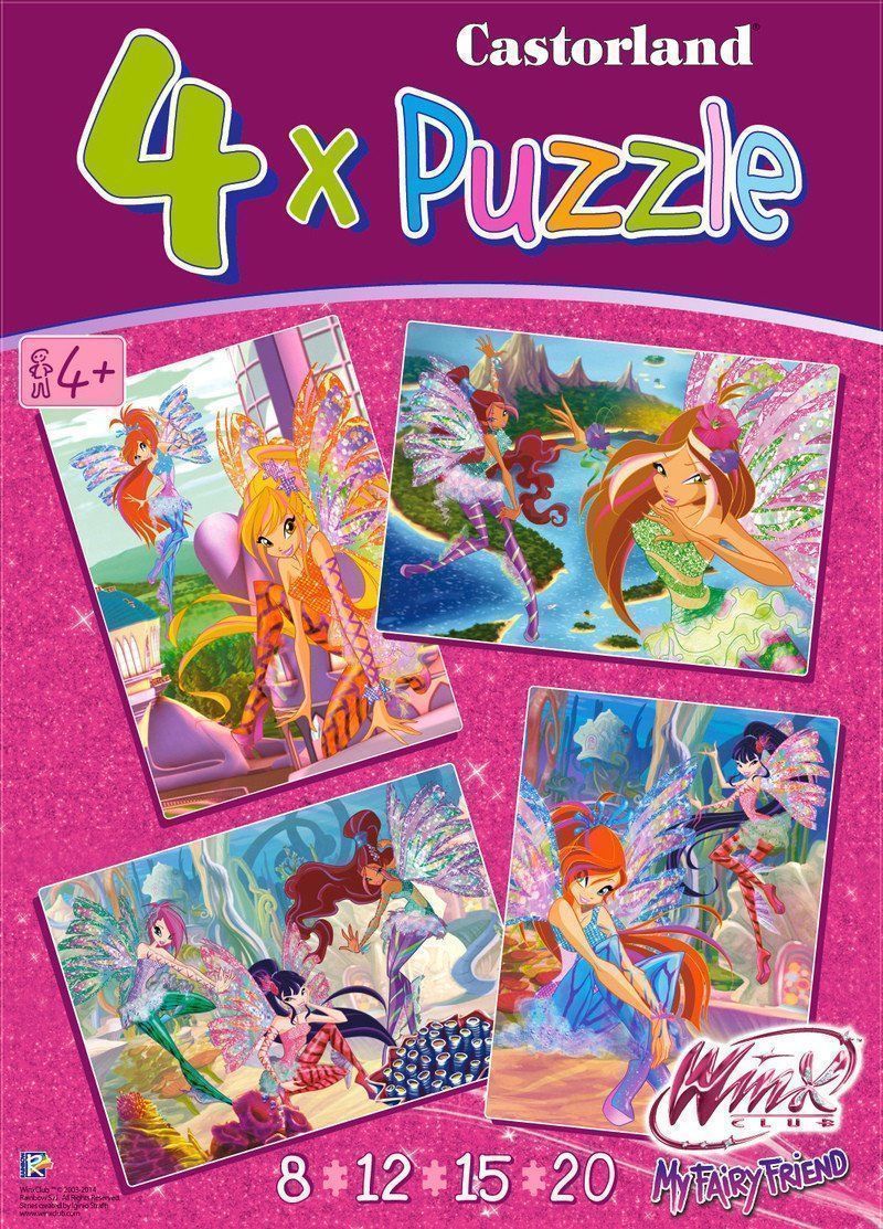 Пазл Winx, 4 в 1 Пазл Winx, 4 в 1Пазлы<br>Собирание пазлов развивает мелкую моторику у ребенка, тренирует наблюдательность, логическое мышление, знакомит с окружающим миром, с цветом и разнообразными формами.В наборе 4 вида пазлов по 8, 15, 12 и 20 деталей.Для детей от 3-х лет.<br><br>Год: 2014<br>Высота: 245<br>Ширина: 175<br>Толщина: 30