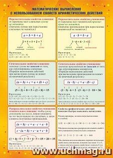Учебный плакат. Математические вычисления с использованием свойств арифметических действий: Формат А4 — интернет-магазин УчМаг