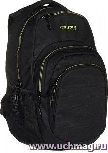 Рюкзак "Grizzly", черно-салатовый — интернет-магазин УчМаг