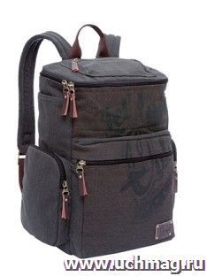 Рюкзак школьный "Grizzly", серо-коричневый — интернет-магазин УчМаг
