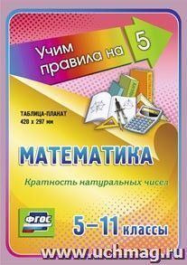 Математика. Кратность натуральных чисел. 5-11 классы: Таблица-плакат 420х297 — интернет-магазин УчМаг