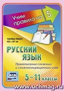 Русский язык. Правописание сложных и сложносокращенных слов. 5-11 классы: Таблица-плакат 420х297 — интернет-магазин УчМаг