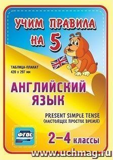 Английский язык. Present Simple Tense (настоящее простое время). 2-4 классы: Таблица-плакат 420х297 — интернет-магазин УчМаг