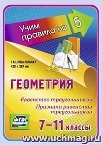 Геометрия. Равенство треугольников. Признаки равенства треугольников. 7-11 классы: Таблица-плакат 420х297 — интернет-магазин УчМаг