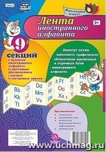 Лента иностранного алфавита: с буквами иностранного алфавита и цветовым обозначением гласных и согласных звуков из 9 секций — интернет-магазин УчМаг