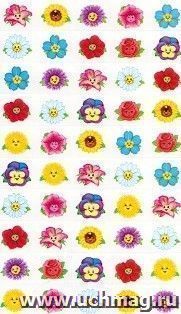 Наклейки для поощрения на самоклеящейся бумаге "Веселые цветы" — интернет-магазин УчМаг