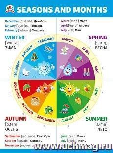 Плакат "Seasons and months". Времена года — интернет-магазин УчМаг