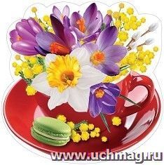 Украшение на скотче "Чашка с цветами", А5 — интернет-магазин УчМаг