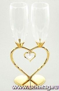 Свадебные бокалы с подвеской в виде сердца, с хрусталиками Сваровски — интернет-магазин УчМаг