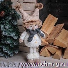 Кукла интерьерная "Снеговик" в коричневой шапочке, 47 см — интернет-магазин УчМаг