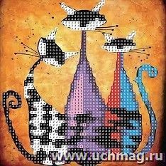 Алмазная мозаика 5D "Три кошки", 20*20 см — интернет-магазин УчМаг