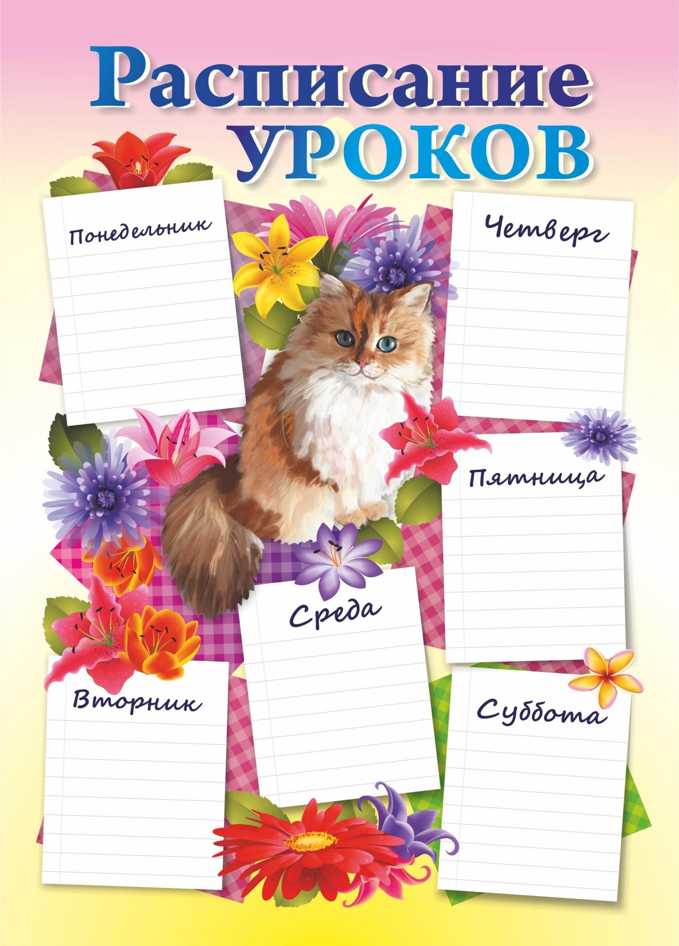 

Плакат "Расписание уроков" (котик): Формат А4