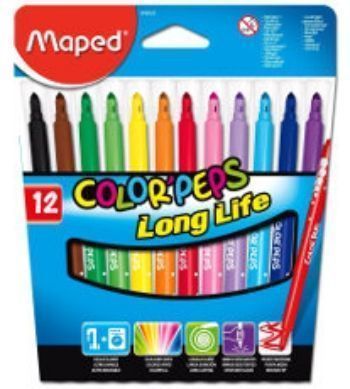 Фломастеры смываемые Maped, 12 цв.
