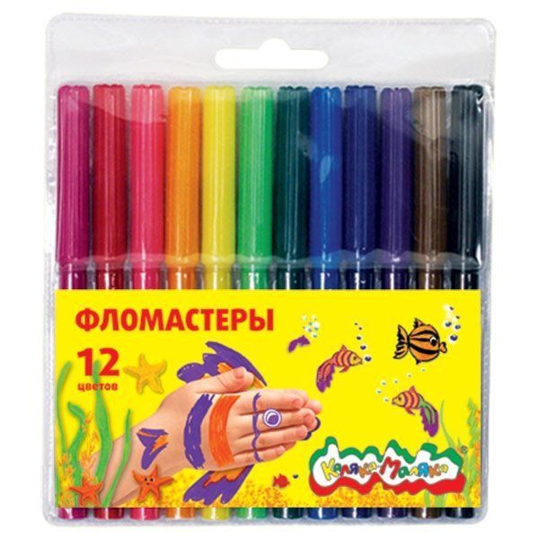 Фломастеры смываемые Каляка-Маляка, 12 цв.