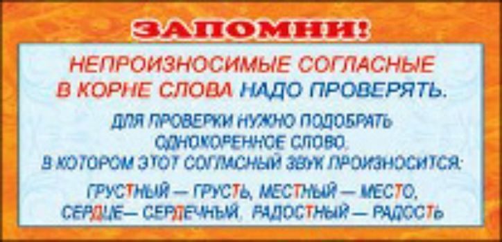 Карточка. Запомни Непроизносимые согласные в корне слова