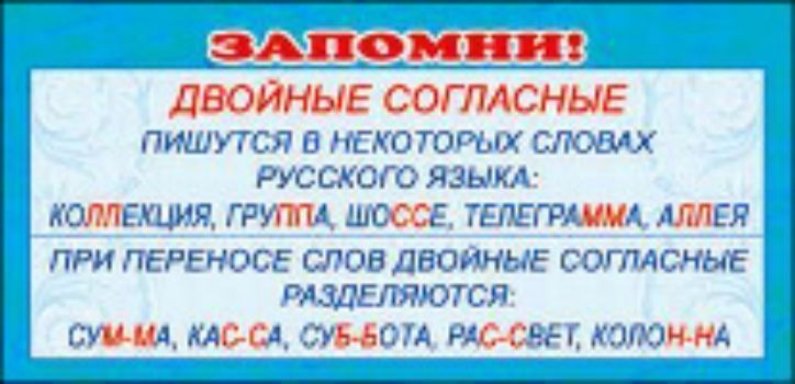 

Карточка. Запомни "Двойные согласные"