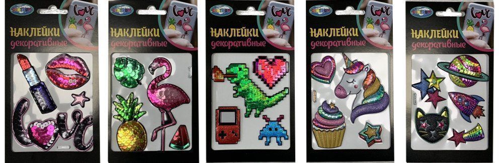

Наклейки декоративные на телефон, планшет, рюкзак, пластиковые, микс