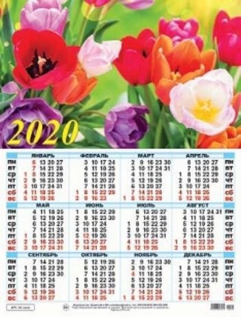 

Календарь настенный листовой "Тюльпаны" 2020