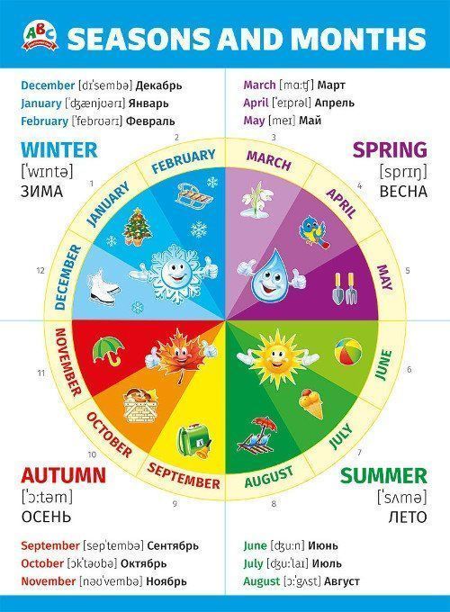 

Плакат "Seasons and months". Времена года