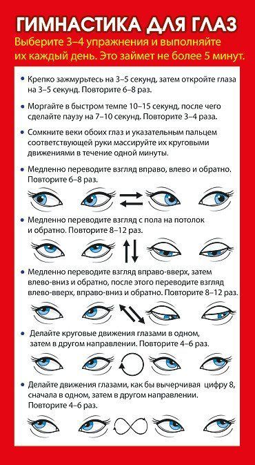 

Карточка-шпаргалка "Гимнастика для глаз"