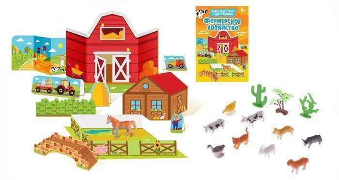 

Игровой набор с декорациями "Фермерское хозяйство", 10 животных
