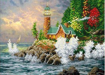 

Алмазная мозаика "Маяк на обрыве у моря"