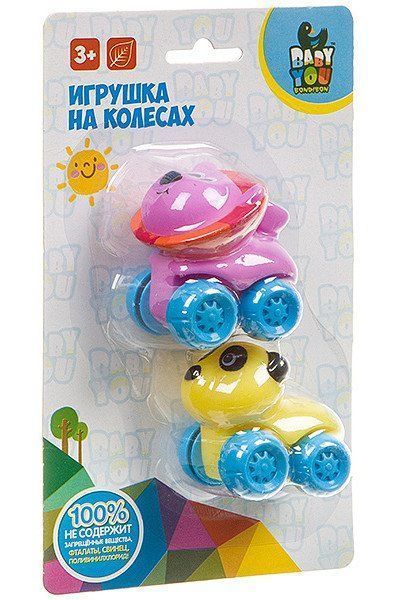 

Набор игрушек на колесах Bondibon "Панда, лев"