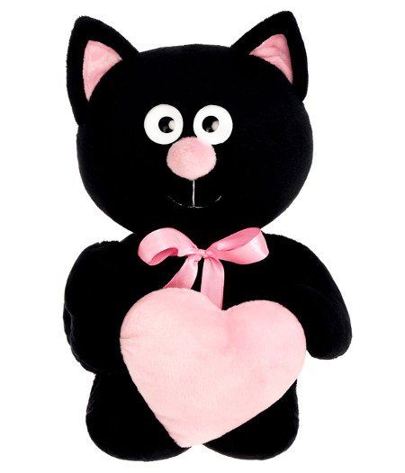 

Игрушка мягкая "Котик с сердцем", черный, 30 см.