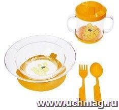 Набор детской посуды, 4 предмета, желтый — интернет-магазин УчМаг