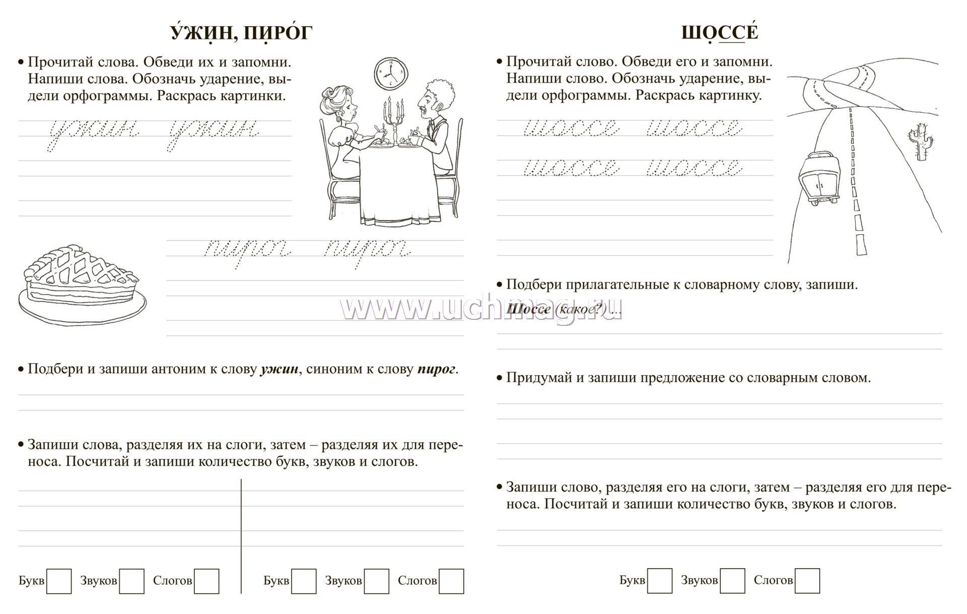 Подбери к картинкам предложения и напиши их