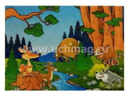 "Лесные животные": игра развивающая для детей старше 3-х лет из фетра (игровое поле, фигурки) + развивающие карточки со стихами и загадками "Лесные звери" — интернет-магазин УчМаг