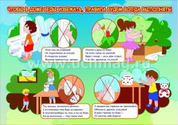 Комплект плакатов "Правила безопасности дома и в детском саду": 4 плаката (Формат А3) — интернет-магазин УчМаг