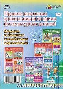 Комплект плакатов "Правила поведения дошкольников во время физкультурных занятий": 4 плаката формата А3 с методическим сопровождением