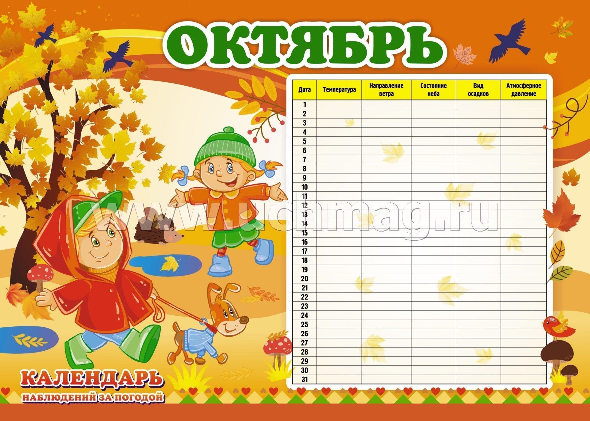 Комплект плакатов Календарь наблюдений за погодой – купить по цене: 225  руб. в интернет-магазине УчМаг