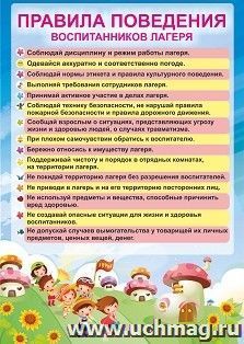 Плакат "Правила поведения воспитанников в детском лагере": формат А4 — интернет-магазин УчМаг