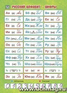 Учебный плакат. Русский алфавит. Цифры: Формат А4 — интернет-магазин УчМаг