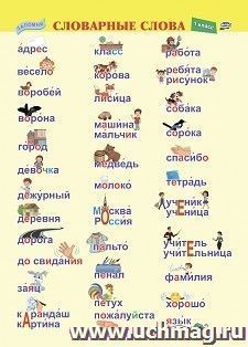 Учебный плакат. Словарные слова. 1 класс: Формат А4 — интернет-магазин УчМаг