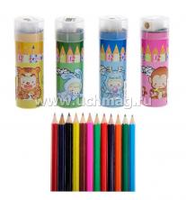 Цветные мини-карандаши в тубусе, 12 цв. — интернет-магазин УчМаг