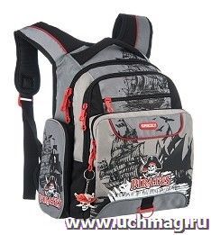 Рюкзак школьный "Grizzly", черно-красный — интернет-магазин УчМаг