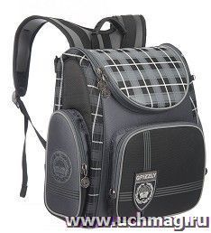 Рюкзак школьный "Grizzly", черно-серый — интернет-магазин УчМаг
