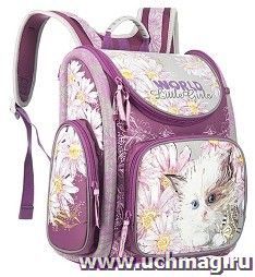 Рюкзак школьный "Grizzly", фиолетово-серый — интернет-магазин УчМаг