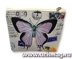 Кошелек на молнии "Бабочка фиолетовая" — интернет-магазин УчМаг