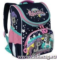 Рюкзак школьный "Grizzly", с мешком, темно-синий — интернет-магазин УчМаг