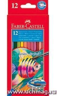 Карандаши акварельные Faber-Castell, 12 цв., с кистью — интернет-магазин УчМаг