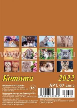 Календарь на магните с отрывным блоком "Котята" 2022 — интернет-магазин УчМаг